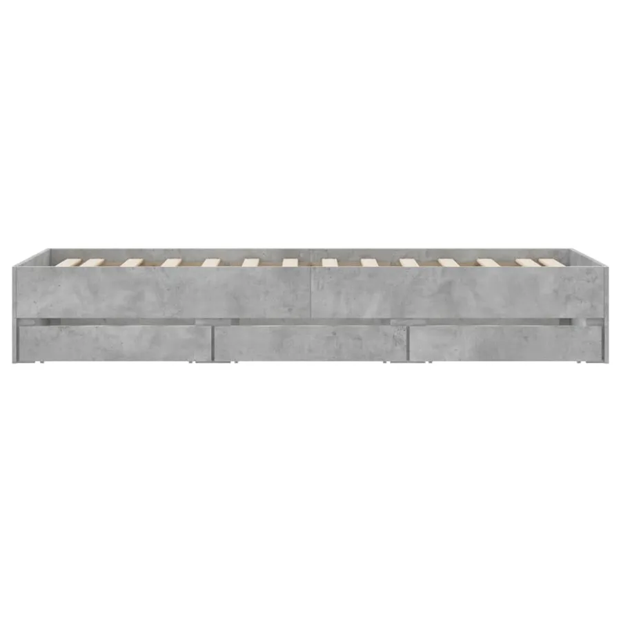 Cadre de lit avec tiroirs sans matelas gris béton 90x190 cm - 7