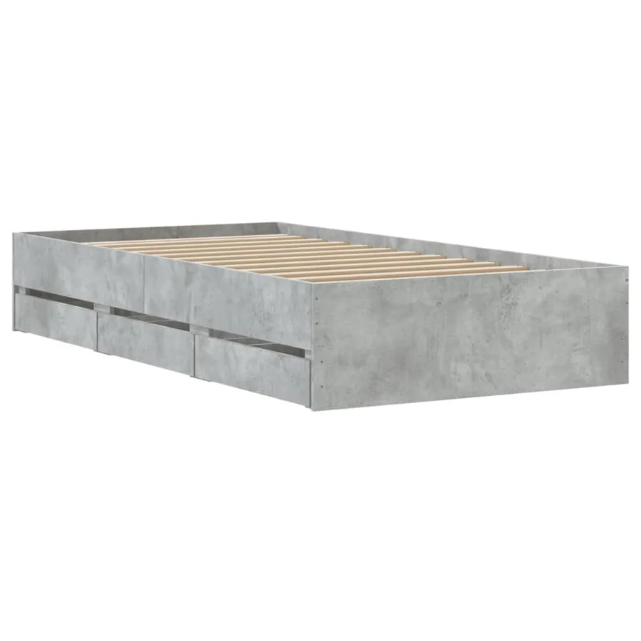 Cadre de lit avec tiroirs sans matelas gris béton 90x190 cm - 8