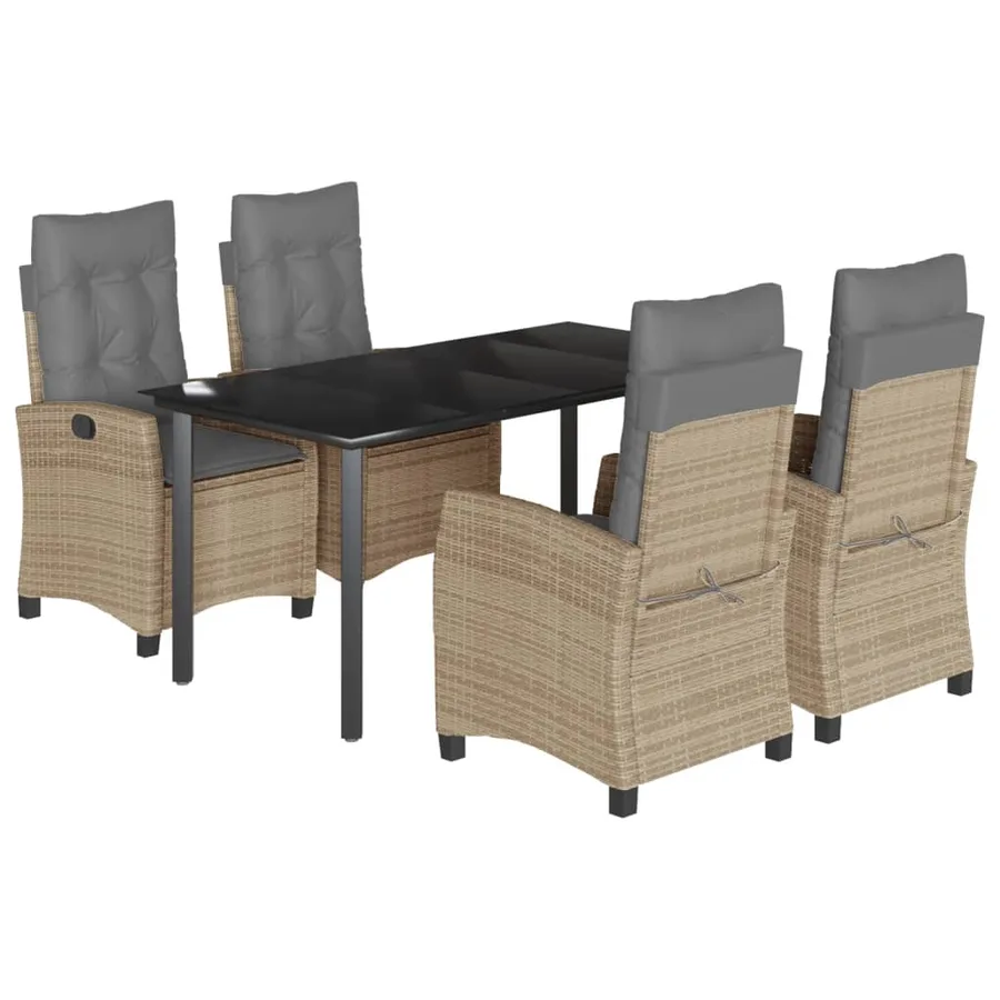 Ensemble à manger de jardin coussins 5 pcs mélange beige rotin - 2