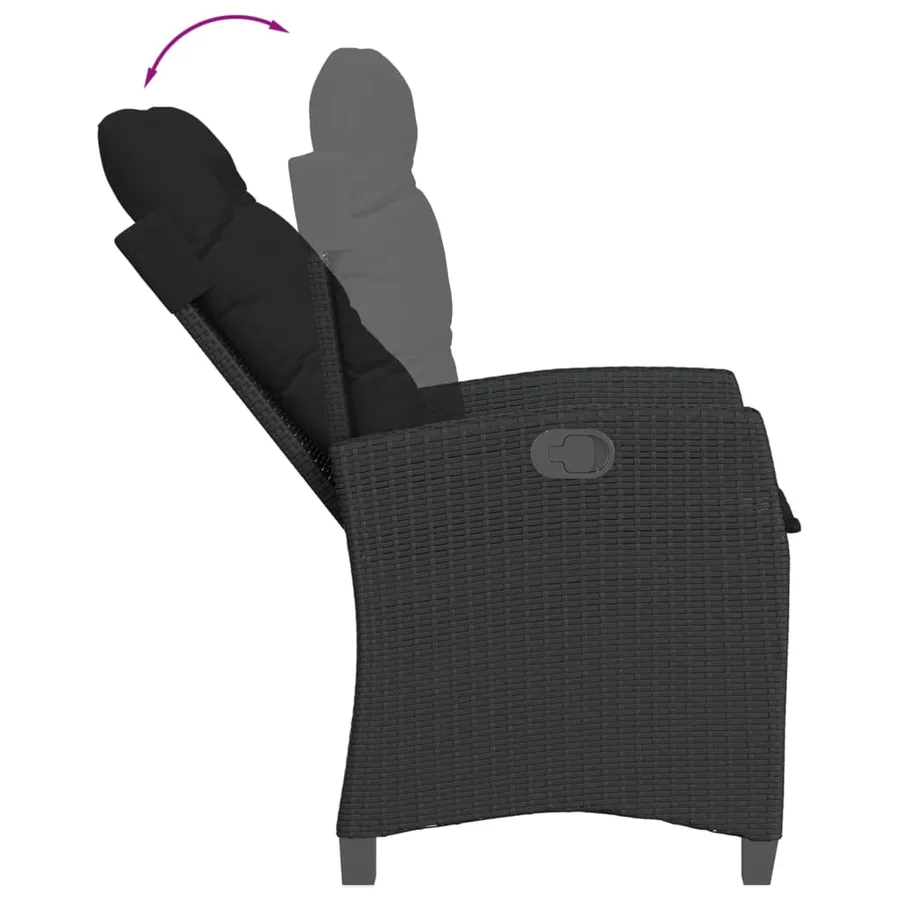Ensemble à manger de jardin 9pcs coussins noir résine tressée - 5