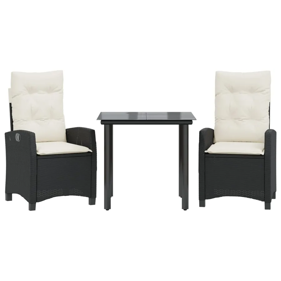 Ensemble à manger de jardin avec coussins 3 pcs Noir - 2