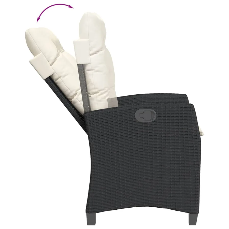 Ensemble à manger de jardin avec coussins 3 pcs Noir - 5