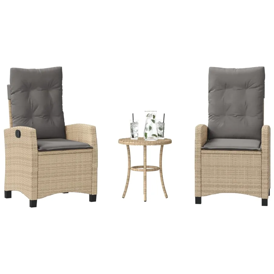 Ensemble de bistro 3 pcs coussins mélange beige résine tressée