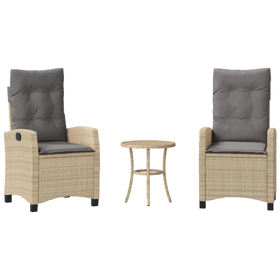 Ensemble de bistro 3 pcs coussins mélange beige résine tressée - 2