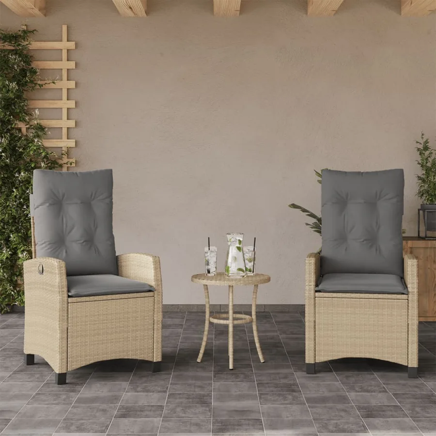 Ensemble de bistro 3 pcs coussins mélange beige résine tressée - 3