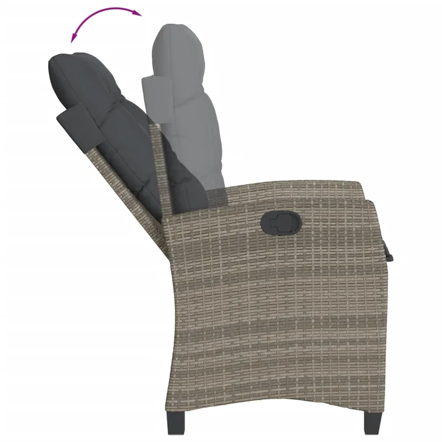 Ensemble à manger de jardin et coussins 7 pcs gris rotin - 7