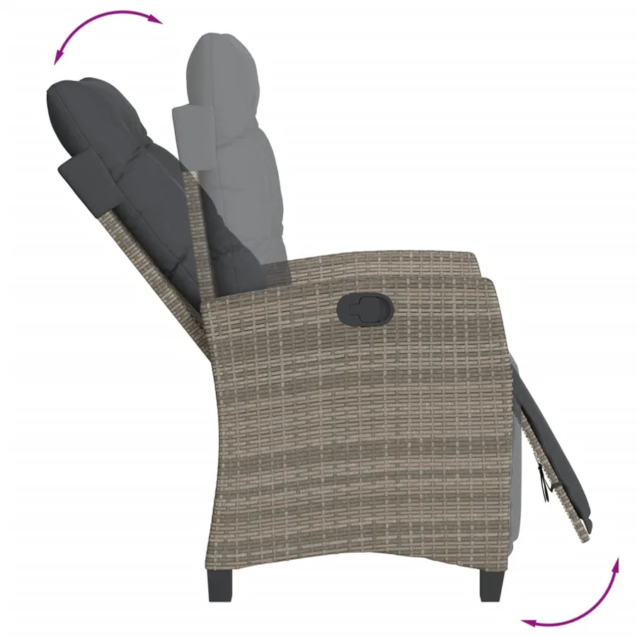 Ensemble à manger de jardin et coussins 7 pcs gris rotin - 8