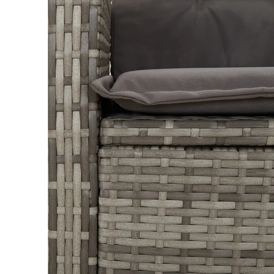 Ensemble à manger de jardin et coussins 7 pcs gris rotin - 9