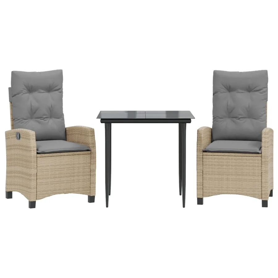 Ensemble à manger de jardin et coussins 3 pcs mélange beige - 2