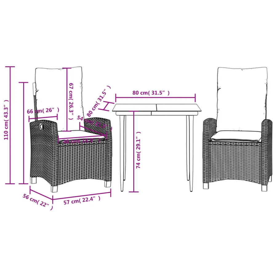 Ensemble à manger de jardin et coussins 3 pcs mélange beige - 9