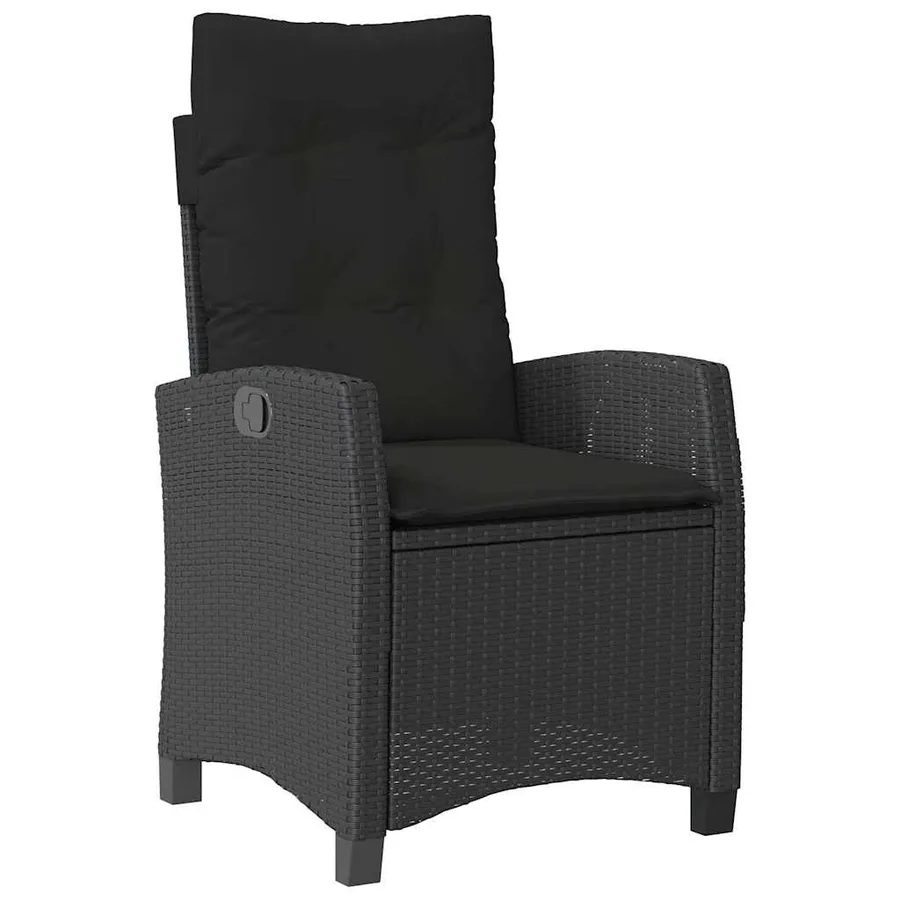 Chaises inclinables de jardin lot de 2 et coussins noir rotin - 4