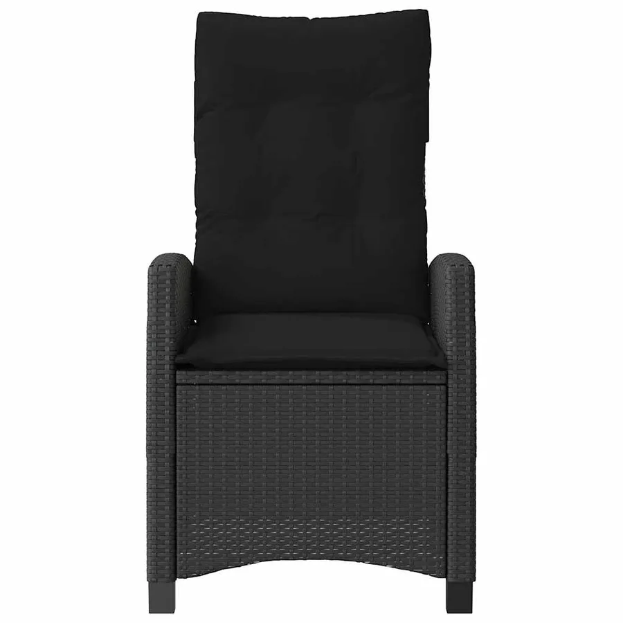 Chaises inclinables de jardin lot de 2 et coussins noir rotin - 5