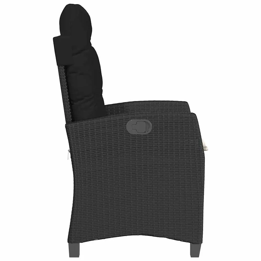 Chaises inclinables de jardin lot de 2 et coussins noir rotin - 6