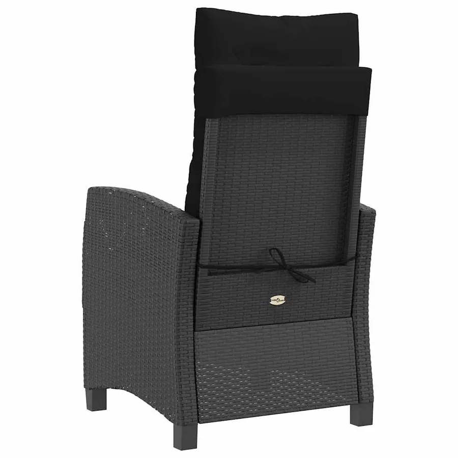 Chaises inclinables de jardin lot de 2 et coussins noir rotin - 7