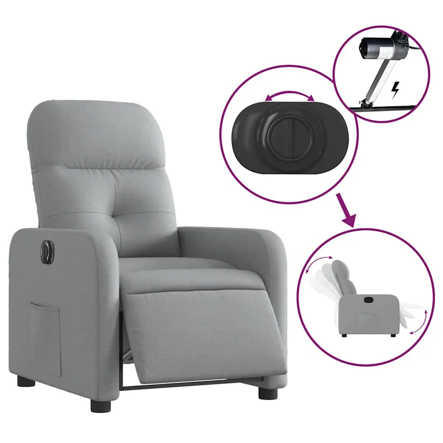 Fauteuil inclinable électrique Gris clair Tissu - 6