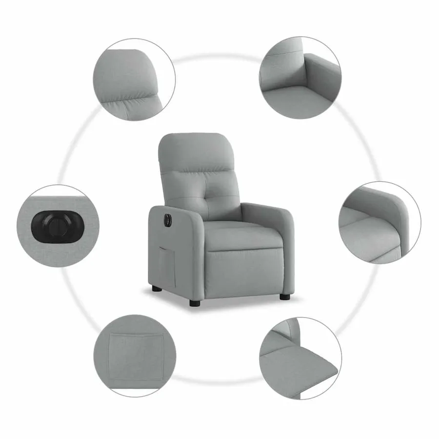 Fauteuil inclinable électrique Gris clair Tissu - 8
