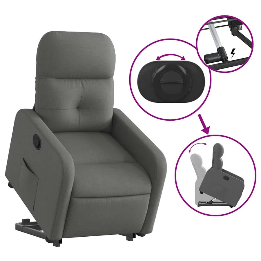 Fauteuil inclinable Gris foncé Tissu - 6