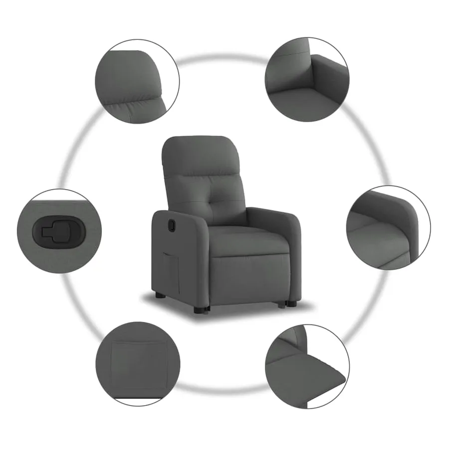 Fauteuil inclinable Gris foncé Tissu - 8