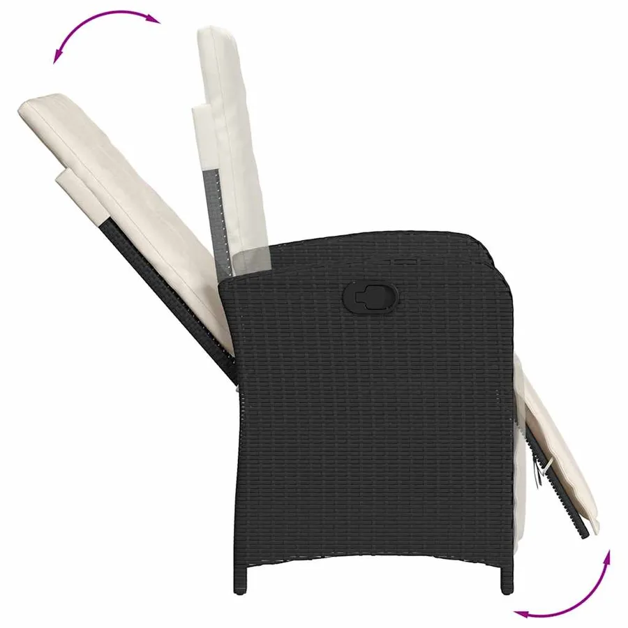 Ensemble à manger de jardin coussins 5pcs Noir Résine tressée - 5