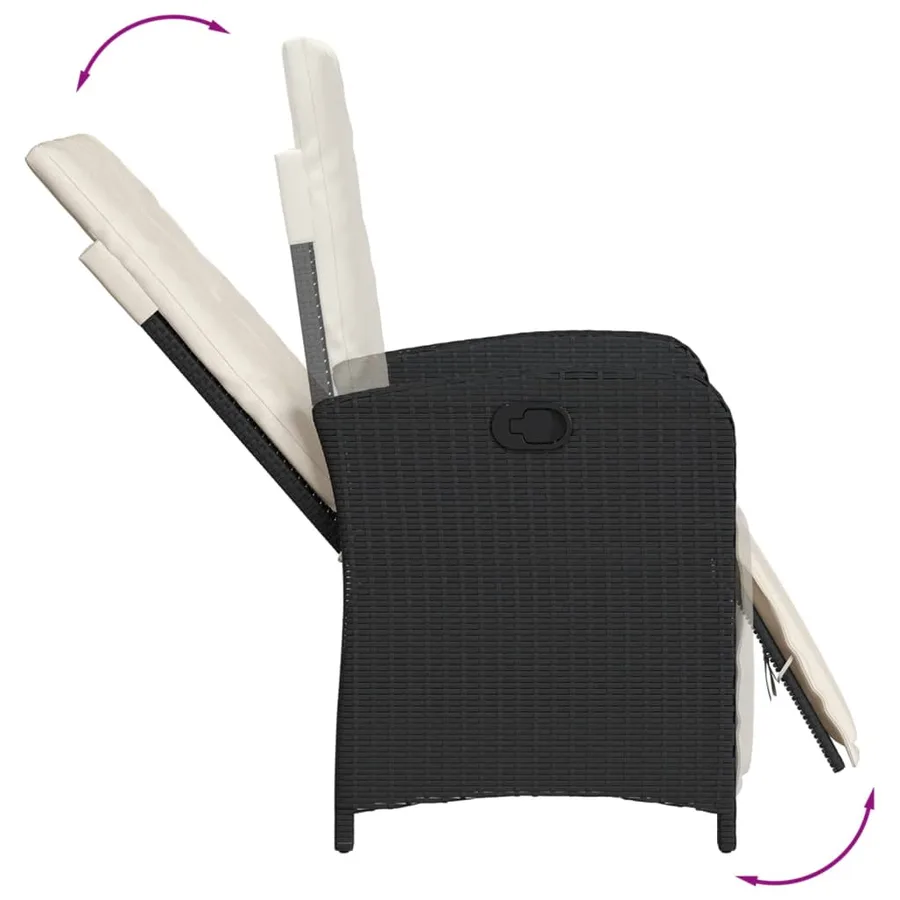 Ensemble à manger de jardin 9pcs coussins noir résine tressée - 7