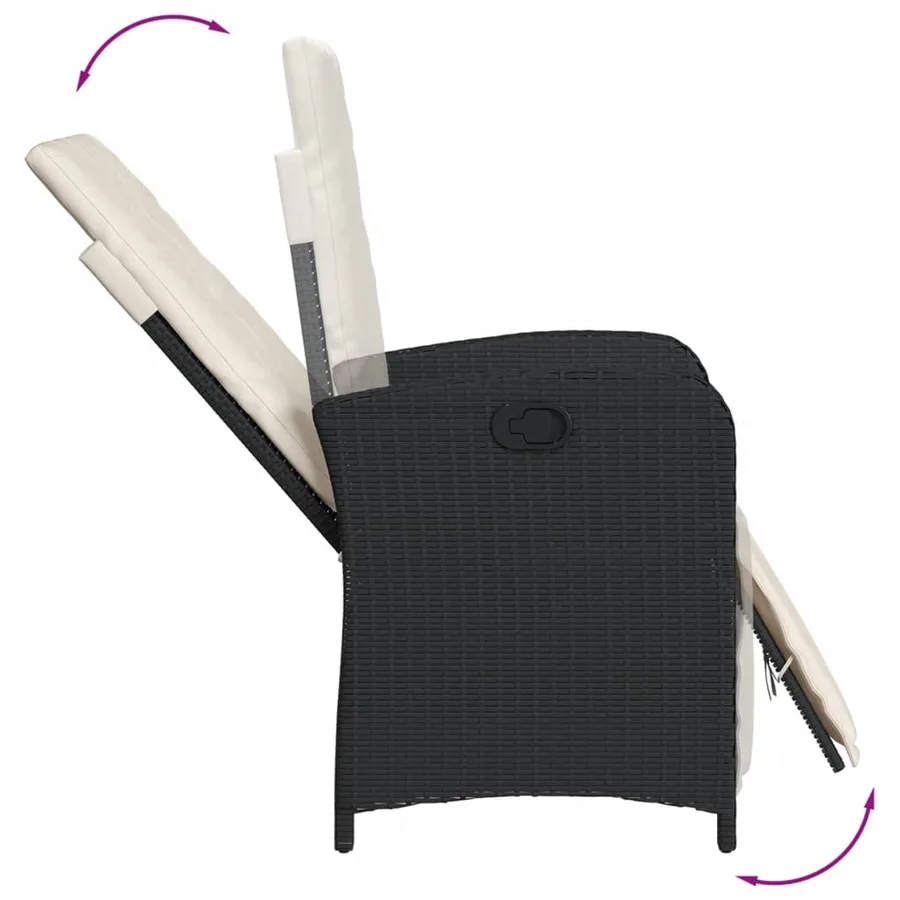 Ensemble à manger de jardin coussins 7pcs Noir Résine tressée - 7