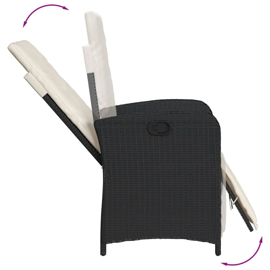 Ensemble à manger de jardin coussins 7pcs Noir Résine tressée - 4