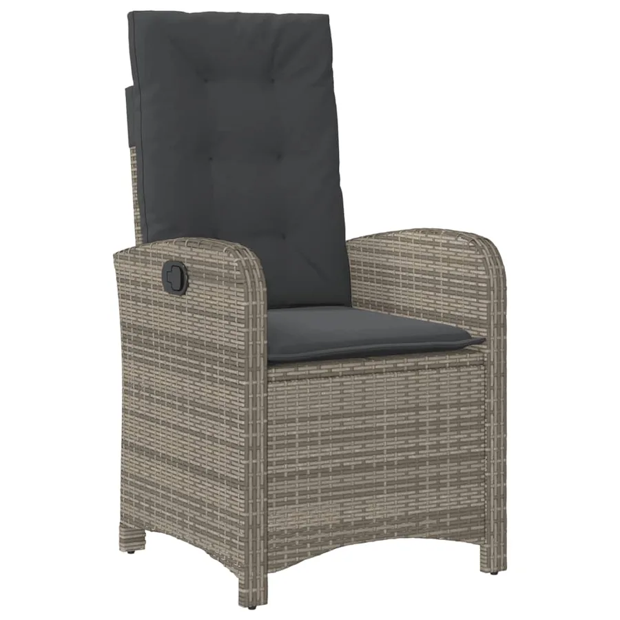 Ensemble de bistro 3 pcs avec coussins gris résine tressée - 4