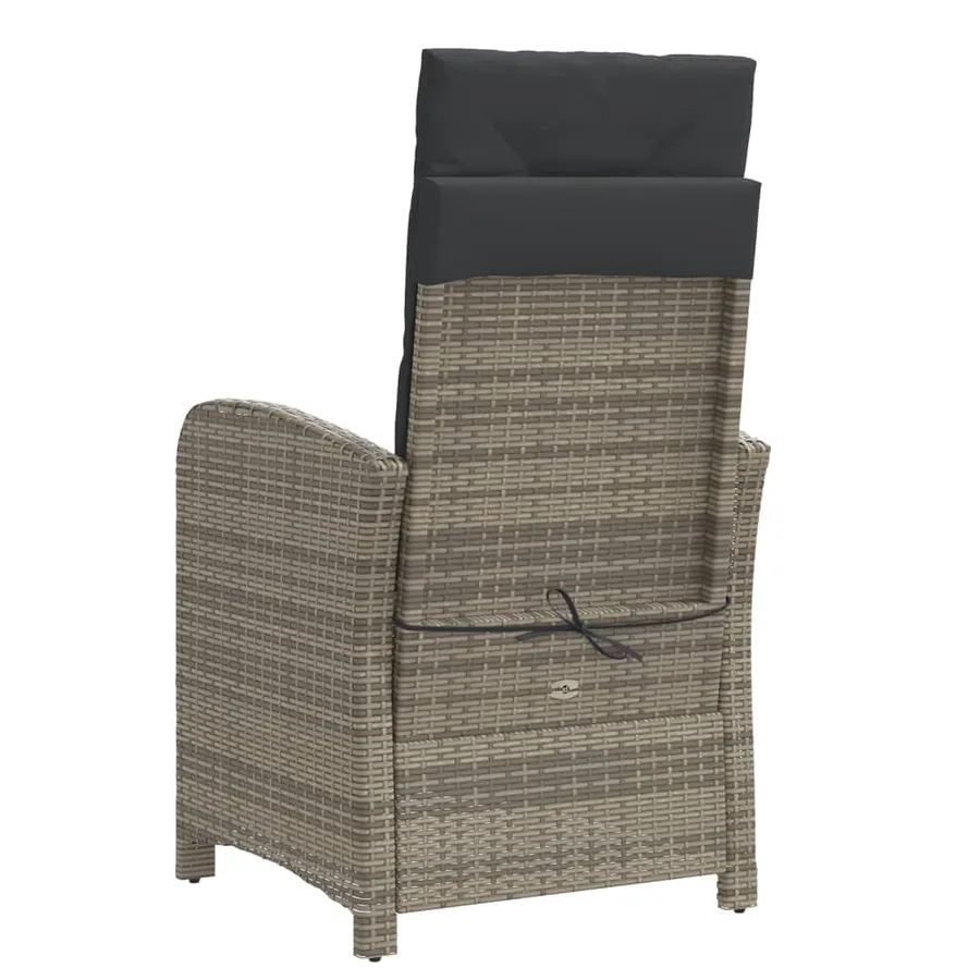Ensemble de bistro 3 pcs avec coussins gris résine tressée - 7