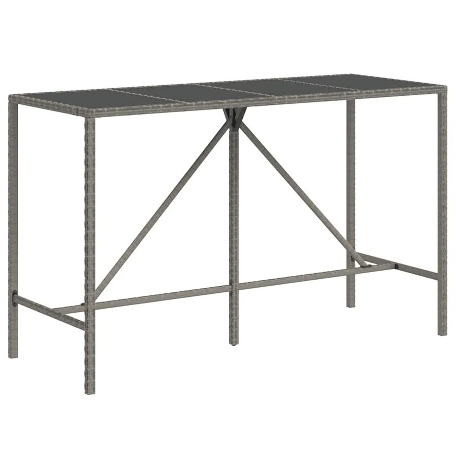 Ensemble de bar jardin 9 pcs gris poly rotin/bois massif acacia - 5
