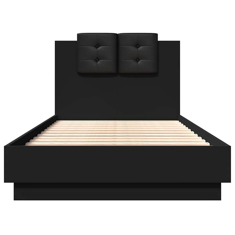 Cadre de lit avec LED sans matelas noir 75x190 cm - 6