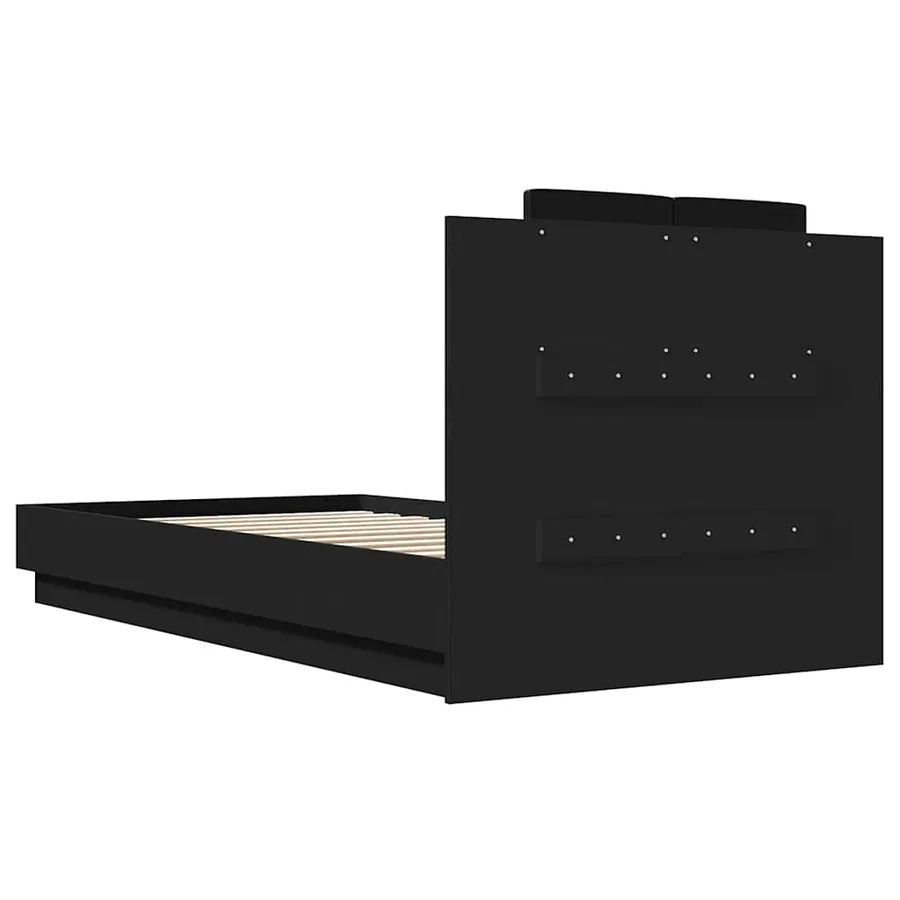 Cadre de lit avec LED sans matelas noir 75x190 cm - 8