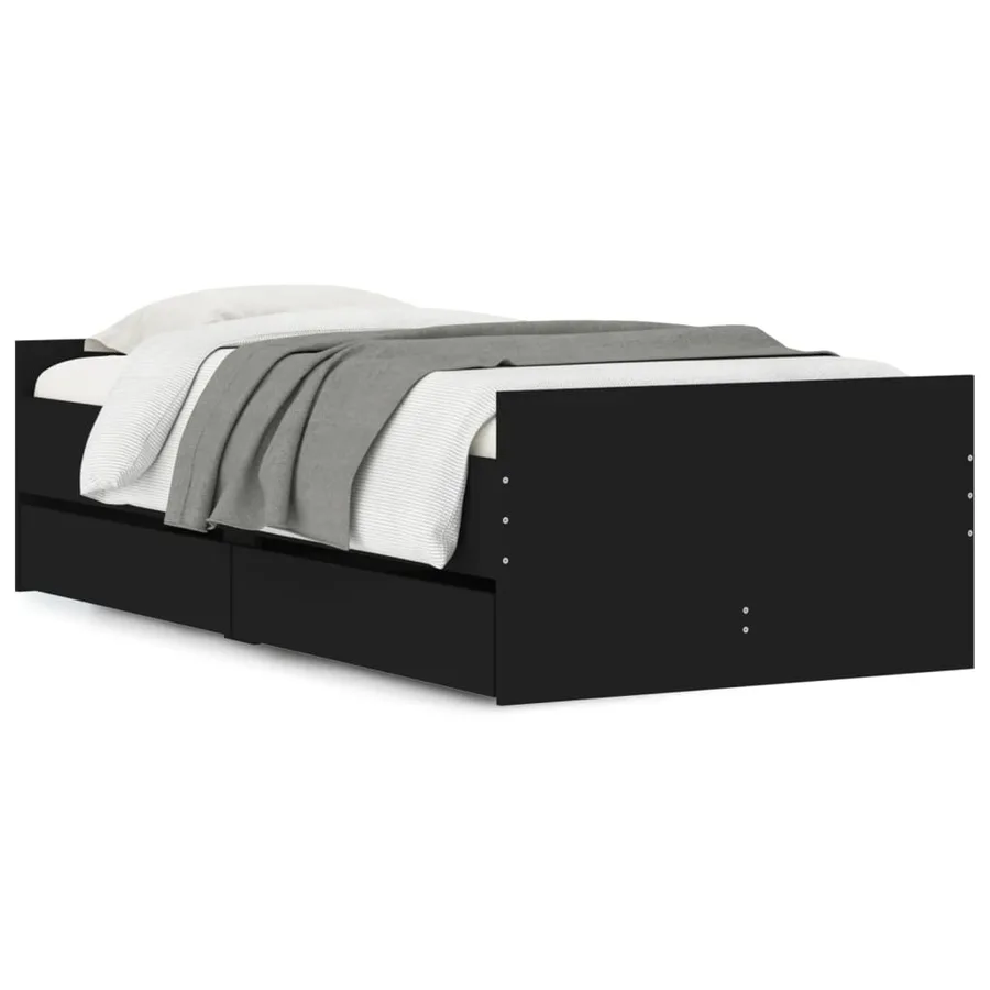 Cadre de lit sans matelas noir 75x190 cm - 2