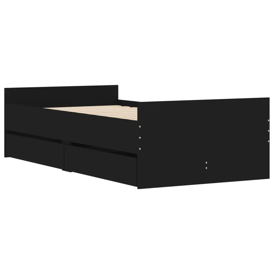 Cadre de lit sans matelas noir 75x190 cm - 3