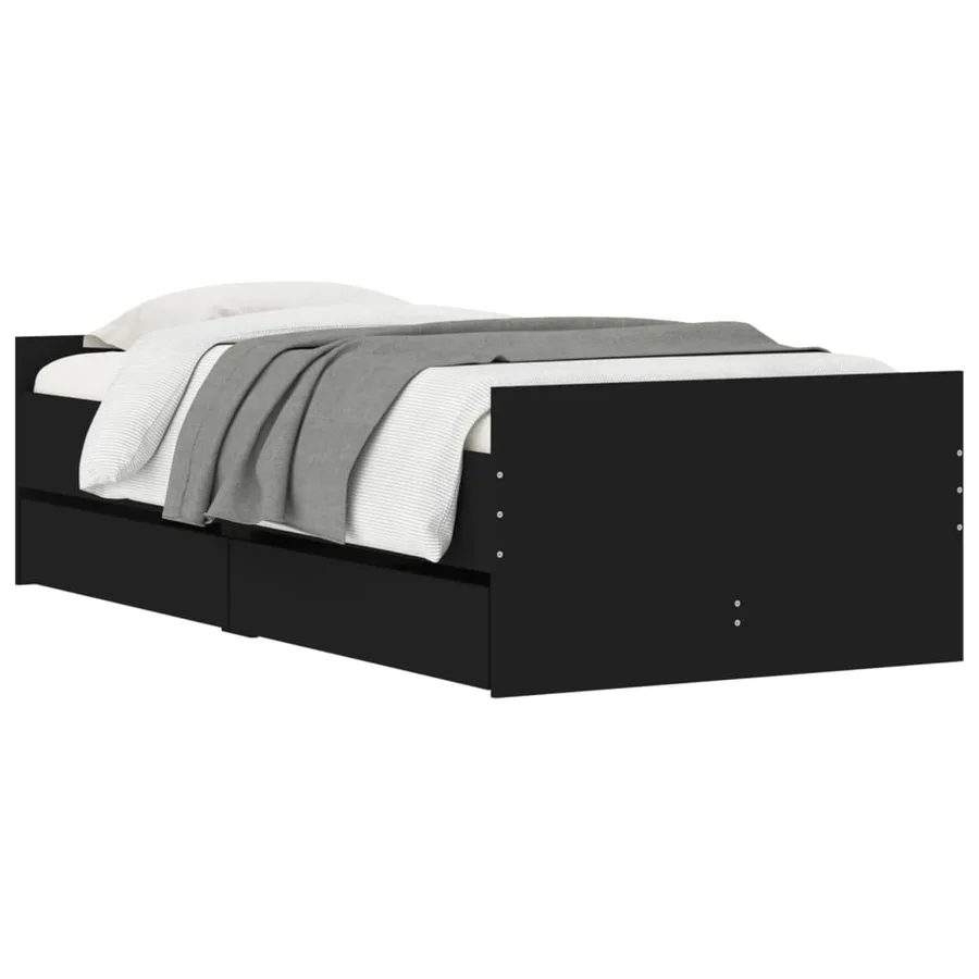 Cadre de lit sans matelas noir 75x190 cm - 4