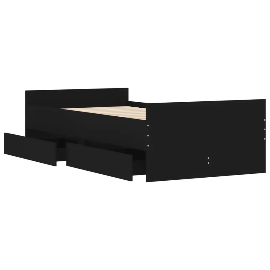 Cadre de lit sans matelas noir 75x190 cm - 5