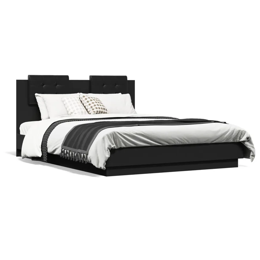 Cadre de lit avec LED sans matelas noir 135x190 cm - 5