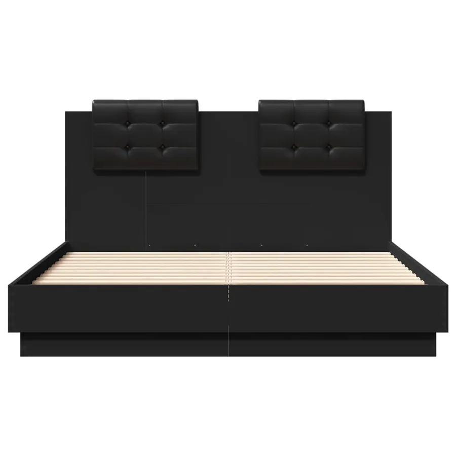 Cadre de lit avec LED sans matelas noir 135x190 cm - 6