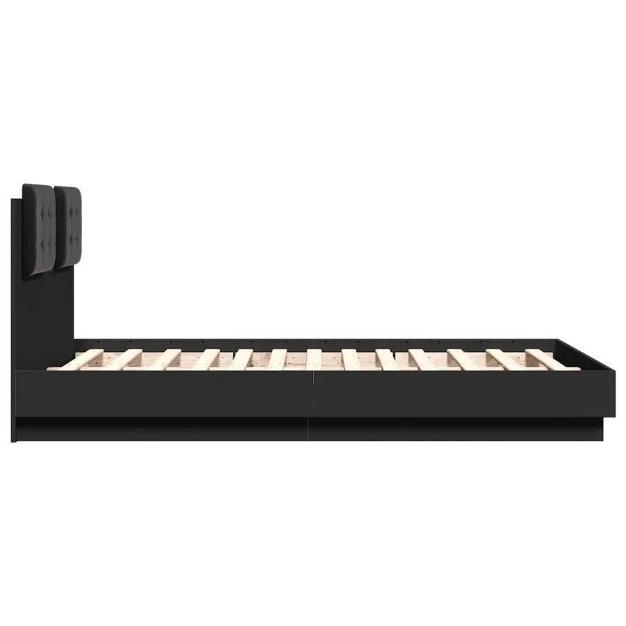 Cadre de lit avec LED sans matelas noir 135x190 cm - 7