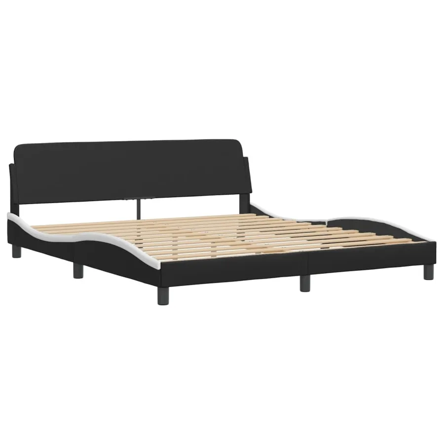Lit avec matelas Dover noir et blanc 180x200 cm similicuir - 4