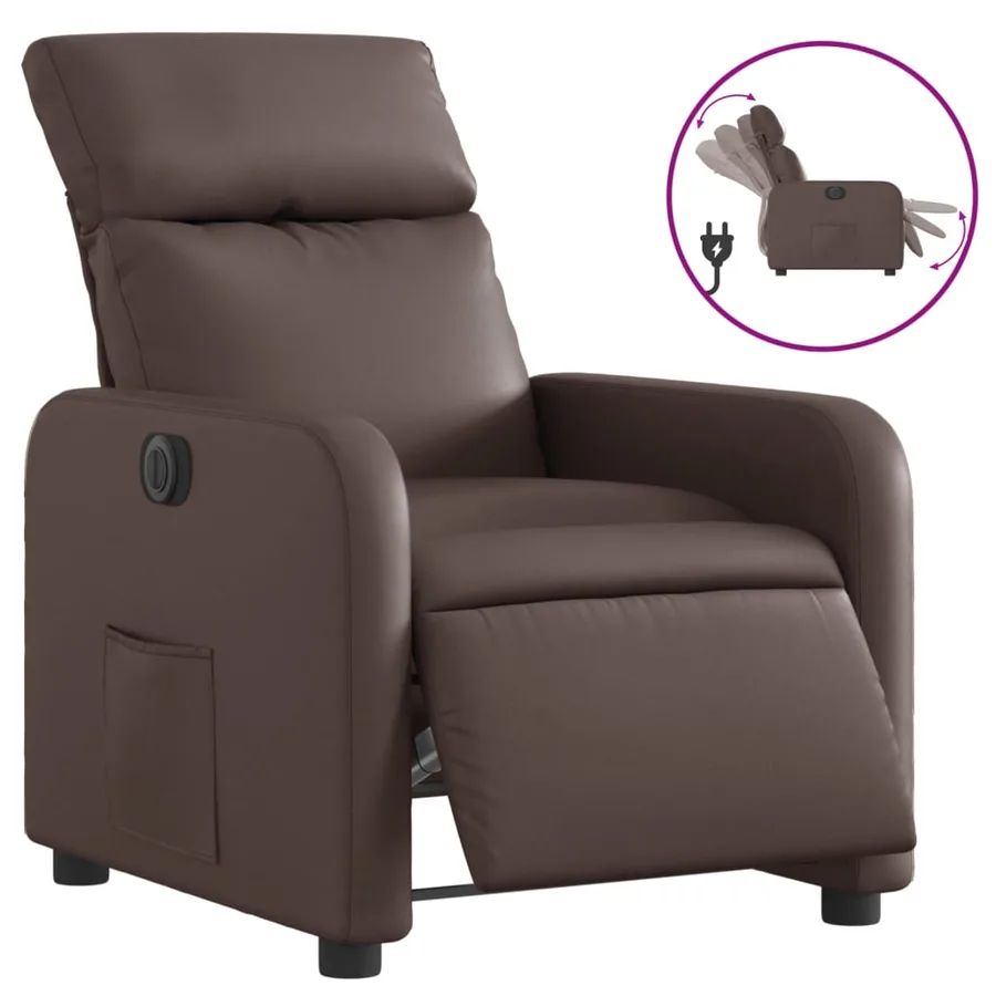 Fauteuil inclinable électrique Marron Similicuir - 2