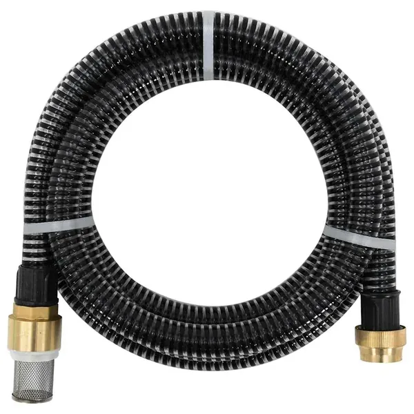 Tuyau d'aspiration avec raccords en laiton noir 1,1" 5 m PVC