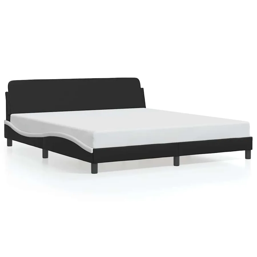Cadre de lit Dover noir et blanc 180x200 cm similicuir - 2