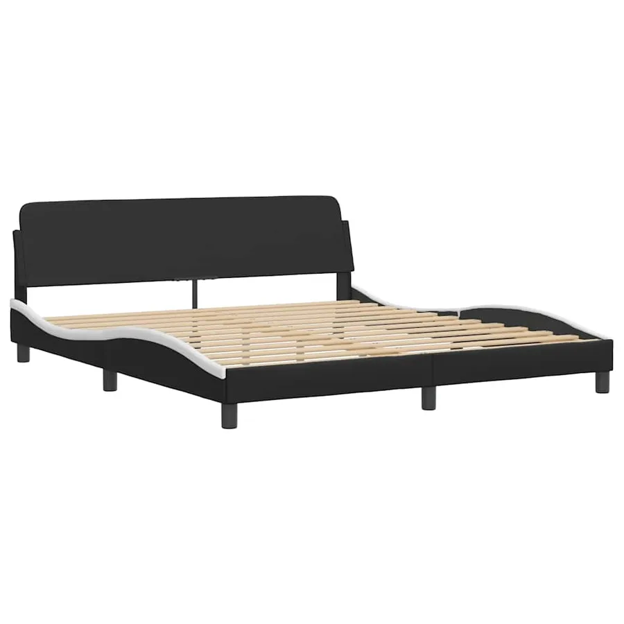 Cadre de lit Dover noir et blanc 180x200 cm similicuir - 3