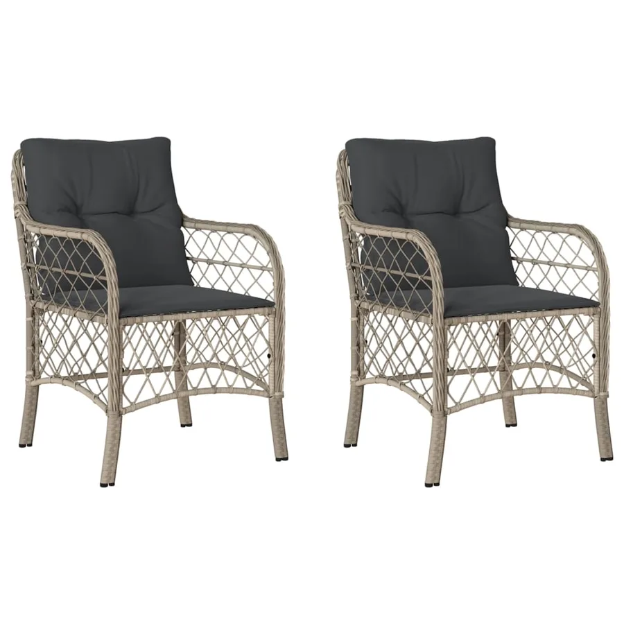 Chaises de jardin coussins lot de 2 gris clair résine tressée - 2