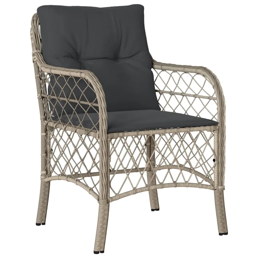 Ensemble de bistro 3 pcs et coussins gris clair résine tressée - 4