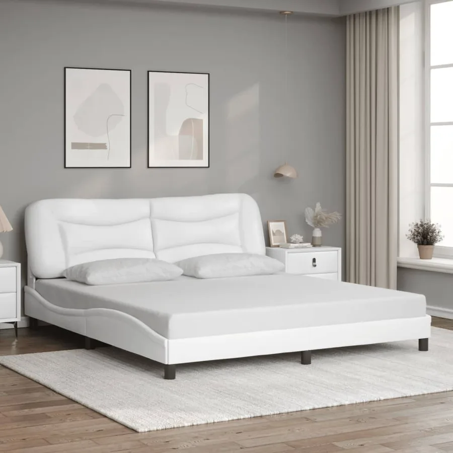 Cadre de lit avec LED sans matelas Hvar blanc 180x200 cm - 4