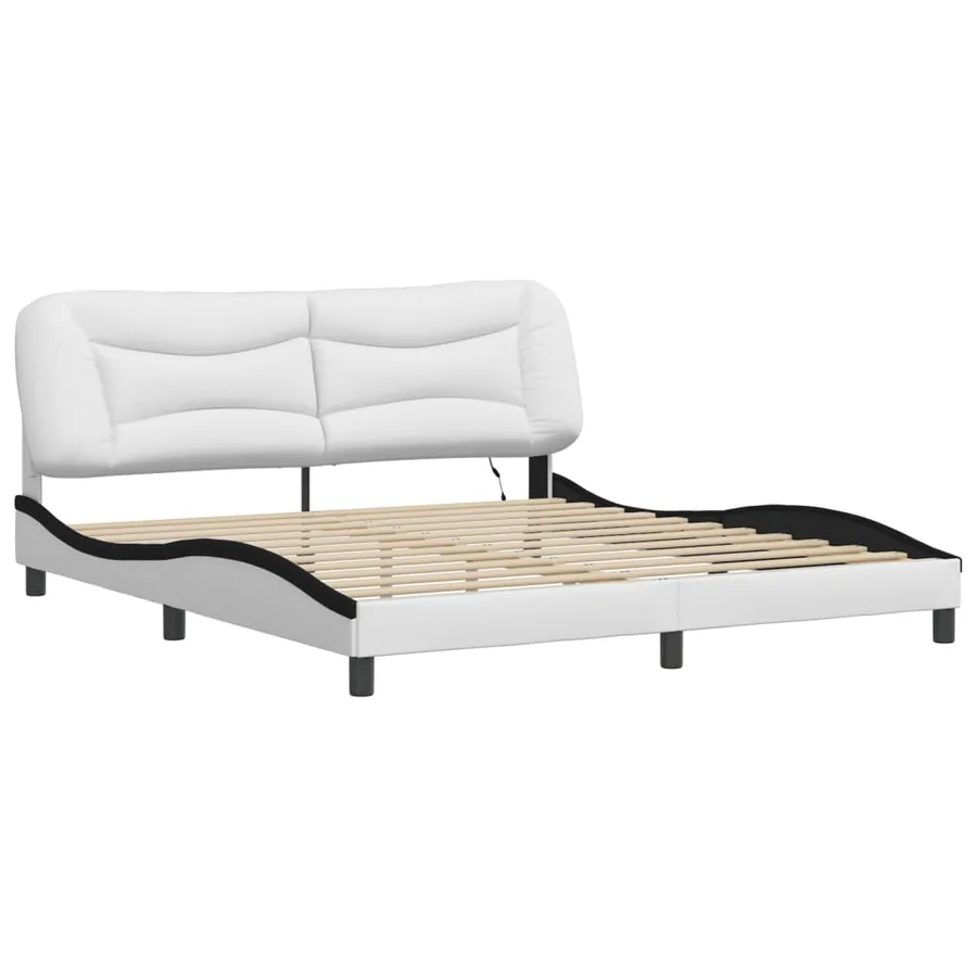 Cadre de lit avec LED sans matelas Hvar blanc et noir 180x200 cm - 3