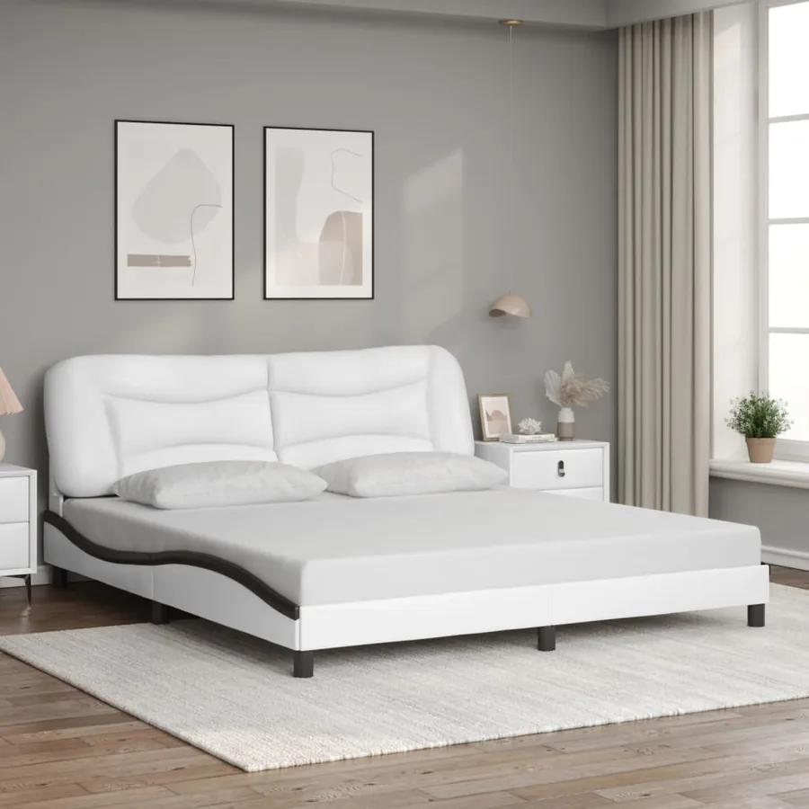 Cadre de lit avec LED sans matelas Hvar blanc et noir 180x200 cm - 4