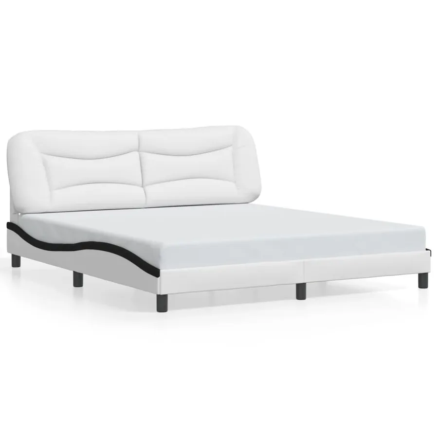 Cadre de lit avec LED sans matelas Hvar blanc et noir 180x200 cm - 5