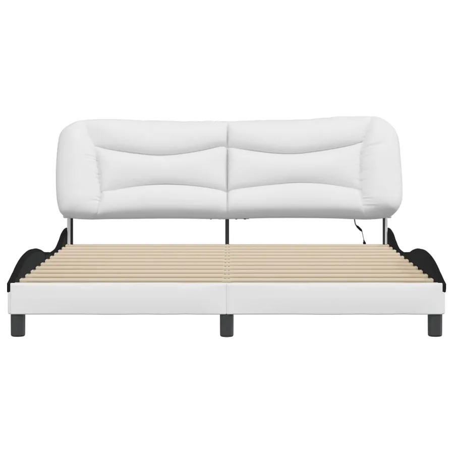 Cadre de lit avec LED sans matelas Hvar blanc et noir 180x200 cm - 6